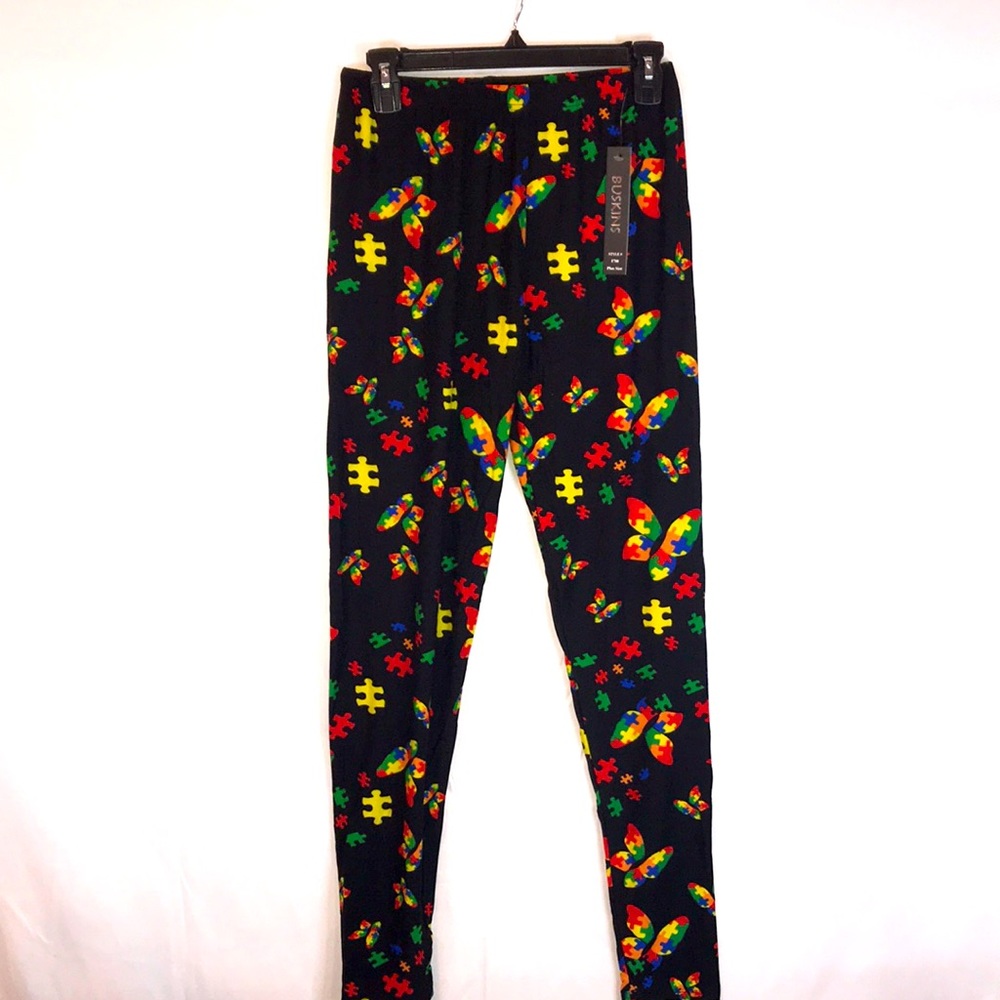 NWT Buskins Autism Awareness LEGGINGS One Size